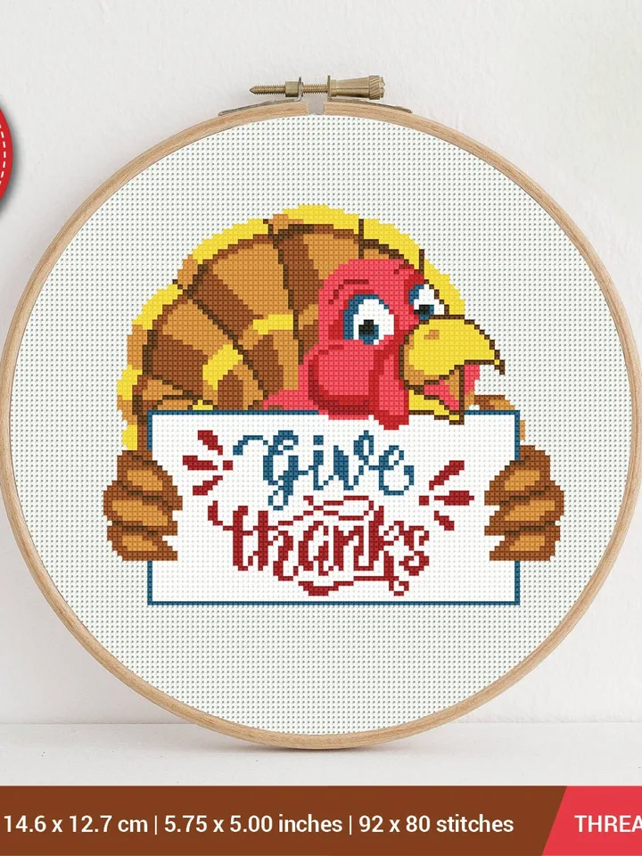 Thanksgiving day cross stitch pattern, Turkey, Holiday, Family decor, counted, chart, gift DIY, embroidery, instant PDF