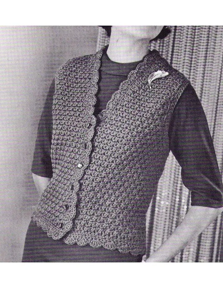 Vest crochet pattern, waistcoat crochet pattern, shell vest crochet pattern pdf