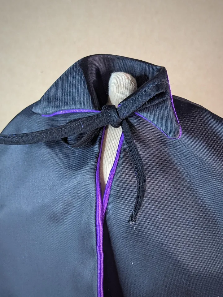 Handmade two-sided black & purple Halloween Vampire cape for 11 inches fashion dolls
