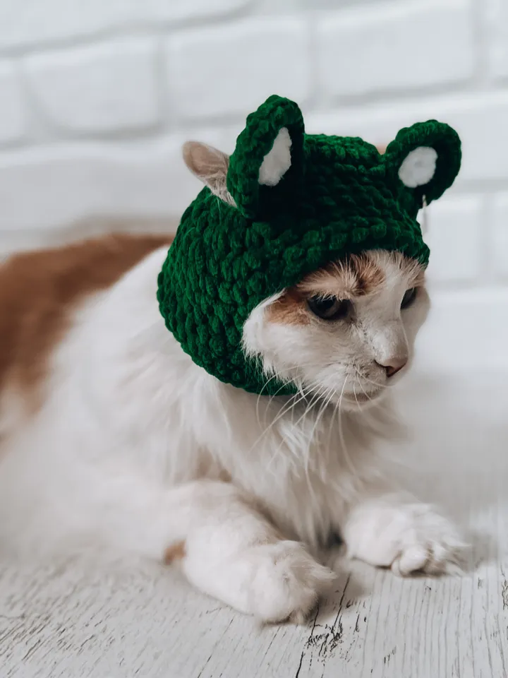 Balaclava with ears for cats and small dogs, winter hat for pets, face mask balaclava, Ski mask, plush hat frog, plush warm custom balaclava