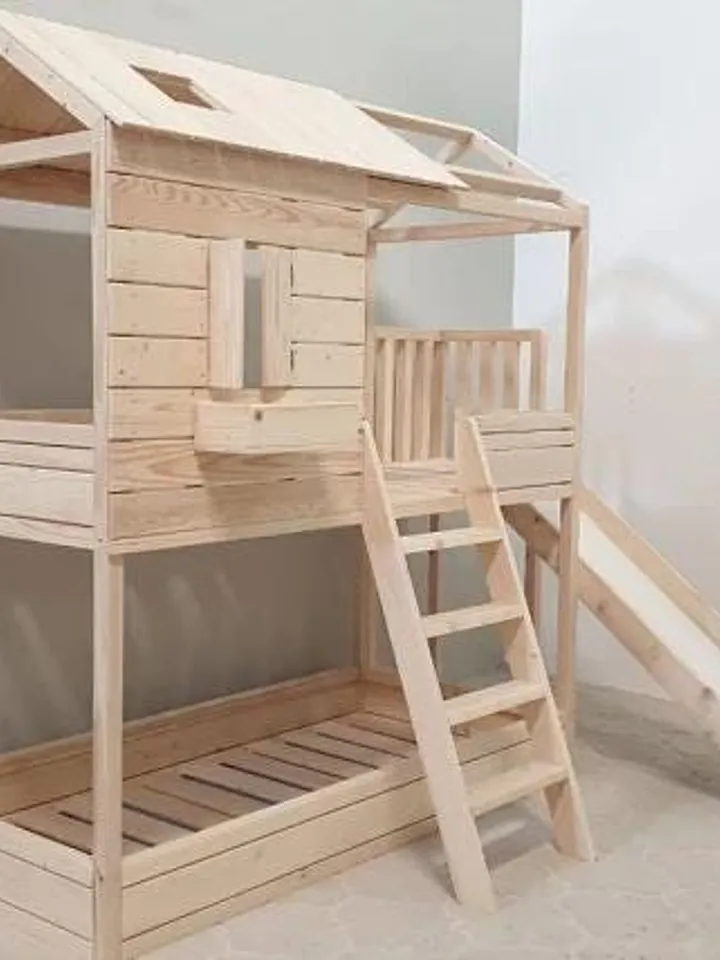 Handmade Inspired Toddler | Furniture & Toys Children's modern Bed Playhouse with slide