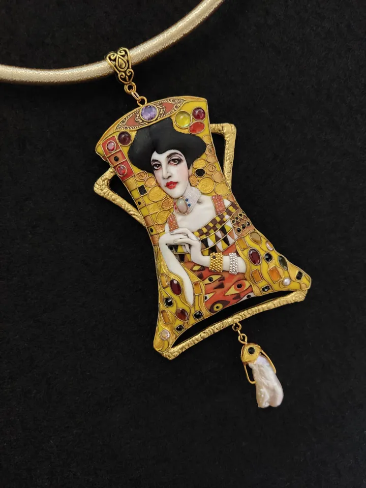 Necklace Adel Klimt, Gold Adele, Lady in gold, Art Nouveau necklace, unusual necklace, gold necklace