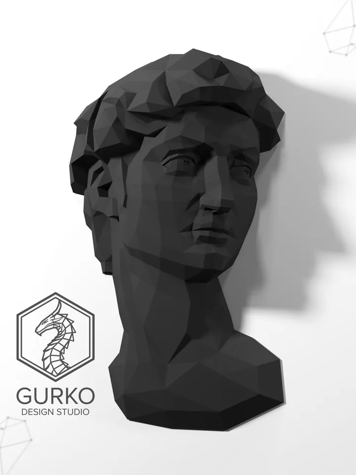 David Papercraft, Digital Template, PDF Download, Gurko, 3D Low Poly, Pepakura, DIY Origami Sculpture, Paper Decor, DIY Gift