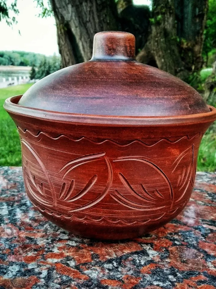 Ceramic Pottery Clay Casserole, ecologically clean products. High Handmade 1700ml 57.48fl.oz