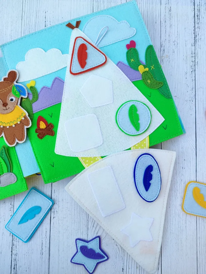 Indians Quiet book pattern, Felt activity book pattern pdf, DYI Quiet book sewing ideas for kids 2, 3, 4 year old, Baby soft book tutorial