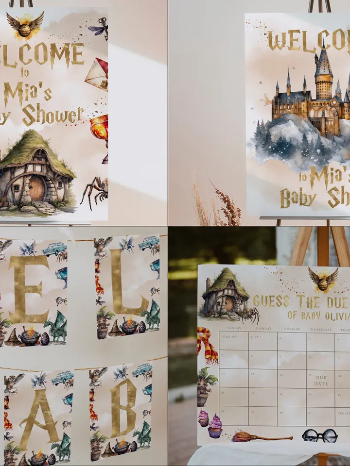 Wizard Baby Shower Bundle; Magic School Baby Shower Invitation Bundle; Wf55