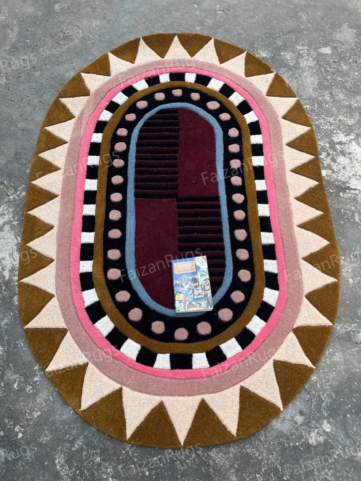 9x12 Oval Shape Living Room Rug Hand Tufted Modern Rug Handmade Soft Wool Rug Large Area Rugs for Bedroom Dining Hallway 5x8 6x9 8x10 10x14