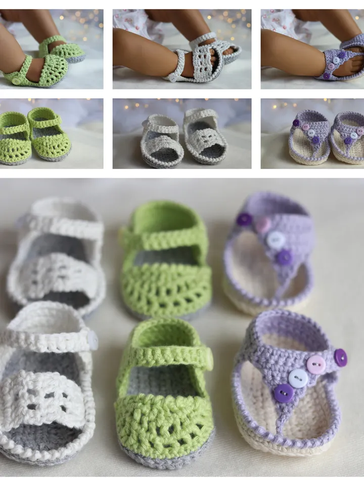 Newborn sandals, Cotton crochet baby first shoes, Summer newborn footwear, Baby shower gift