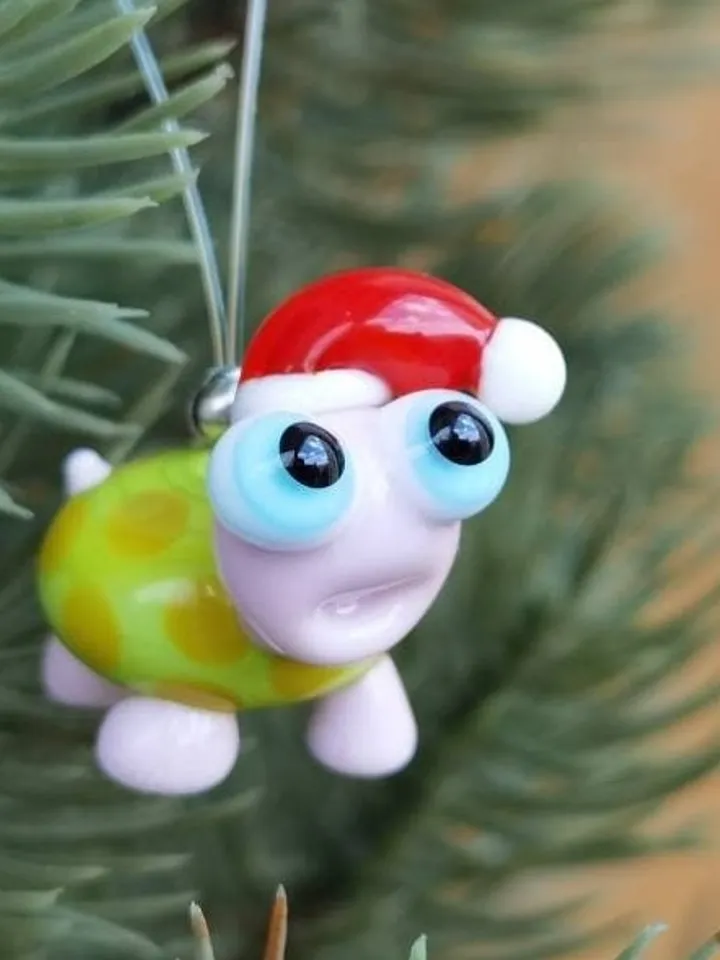 Sea turtle ornaments turtle gifts turtle decor Christmas ORNAMENTS Christmas gifts Glass figurines Christmas tree blown glass art Car gift