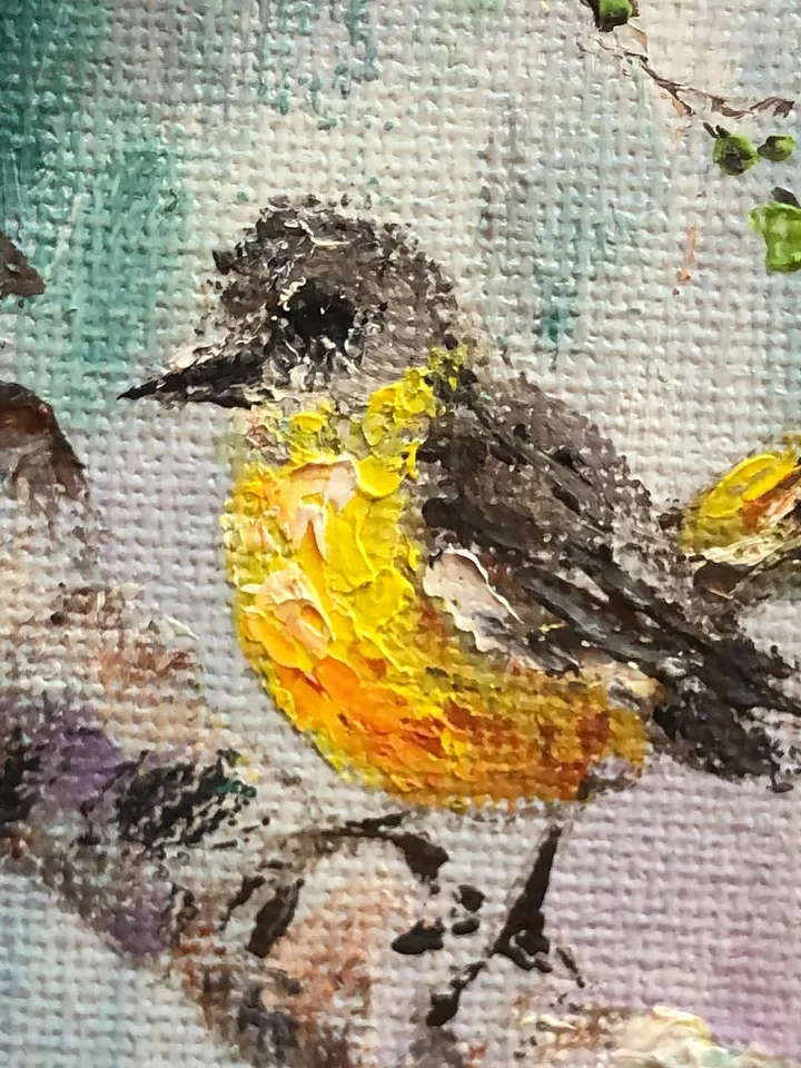 Aceo Birds Set of 4 Mini Painting Original Aceo cards Miniature Birds Painting Small Oil Painting