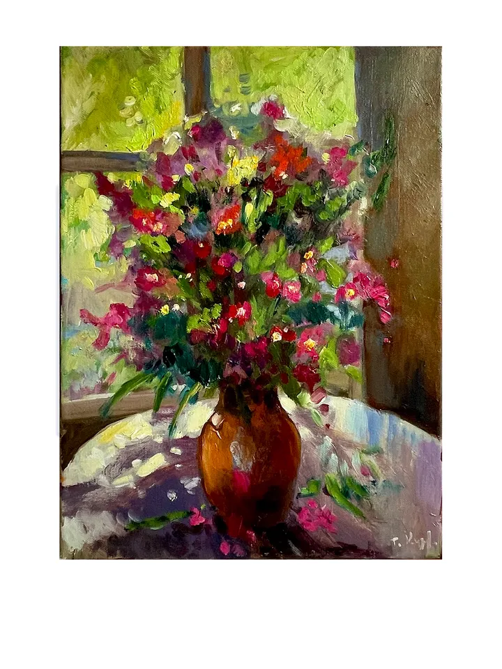 Wildflowers Painting, Original Oil painting on Canvas, Flower Wall Art 16"x12"