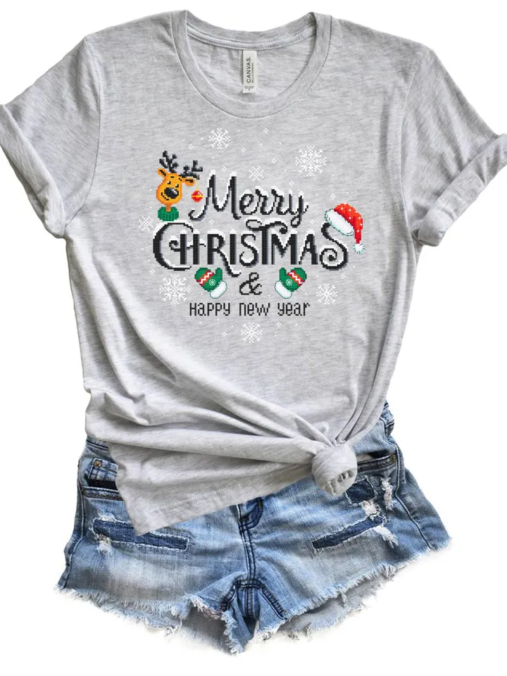 Merry Christmas cross stitch pattern PDF download Snow xmas cross stitch chart, Christmas pattern digital PDF, Happy New year design #N156