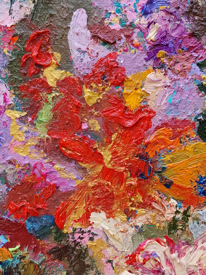 "Still life.Flower fireworks" oil painting on canvas 50x50cm (20x20inch)