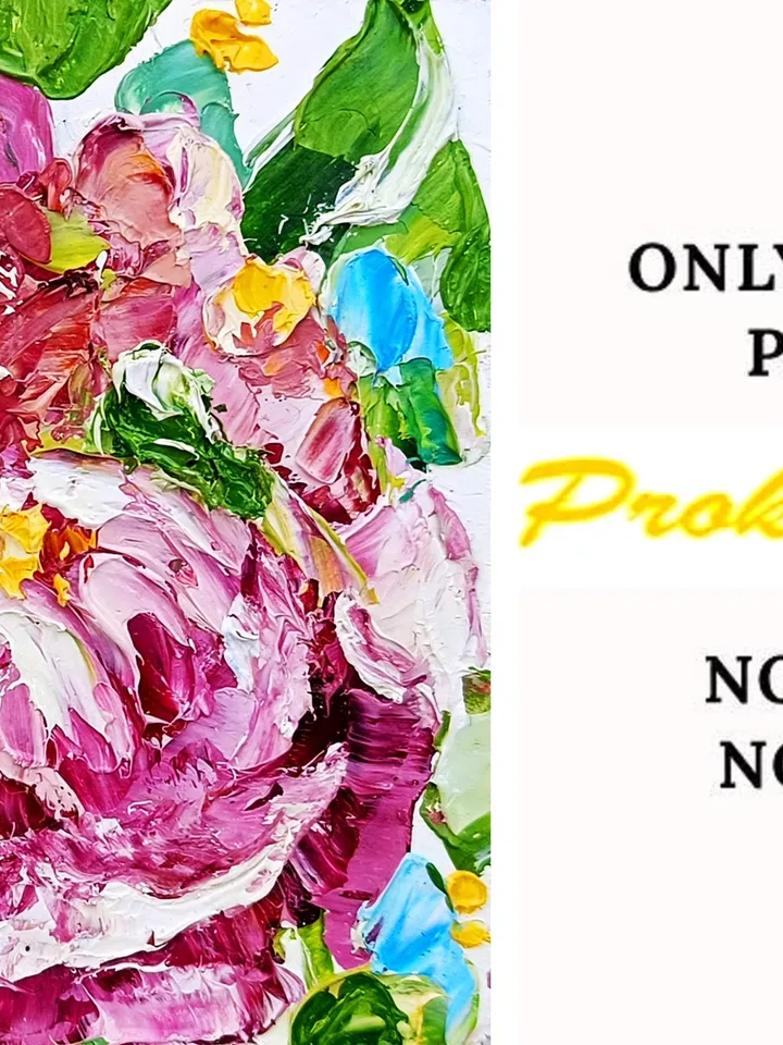 Peony Painting Gift Flower Original 4x4 Oil Impasto Boho Miniature Floral Painting Abstract Floral Boho Shabby Chic Art Cottage Wall Art