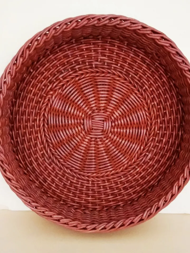 Round Wicker Tray without Handles Rustic Style Tray
