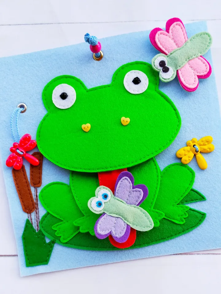 Hippo & Frog Quiet book Pattern pdf , Felt book pattern svg, Soft sensory book template, Busy book sewing ideas for kids 2, 3, 4 year old