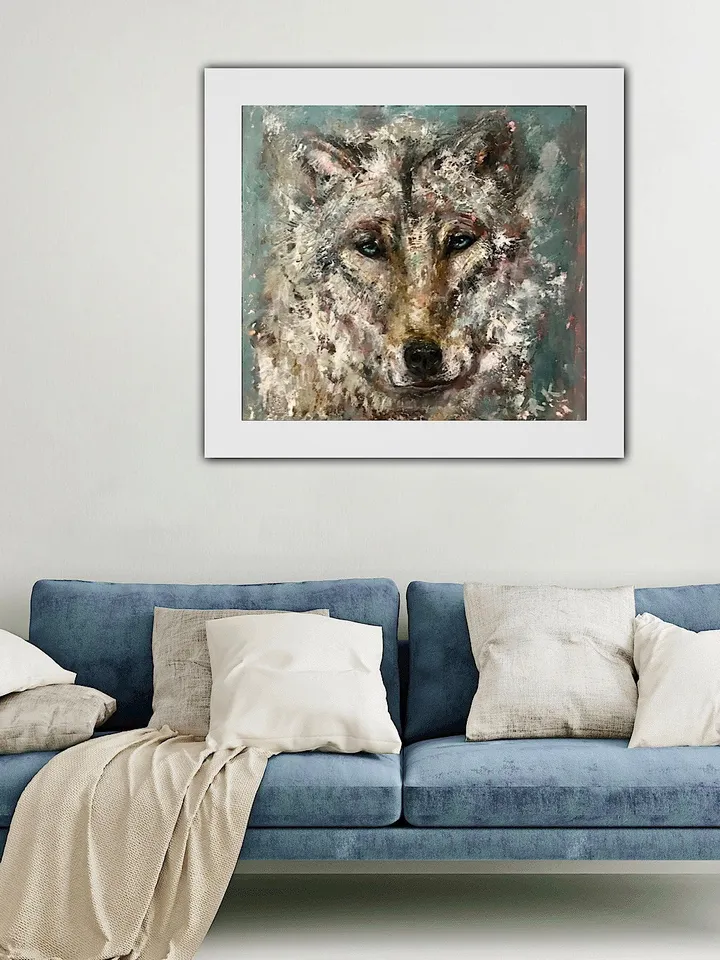 NEW ANIMALS COLLECTION.Wolf original textured oil painting on canvas,wild animals art,kids room decoration,one of a kind ,unique gift.