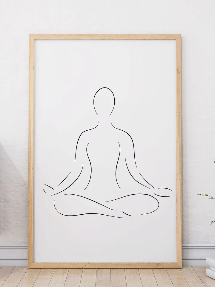 Yoga Wall Art, Yoga Pose, Lotus Yoga Pose, Lotus Pose, Yoga Art Print, Yoga Design, Yoga Line Art, Yoga Poster, Yoga Pose, Yoga Studio Decor