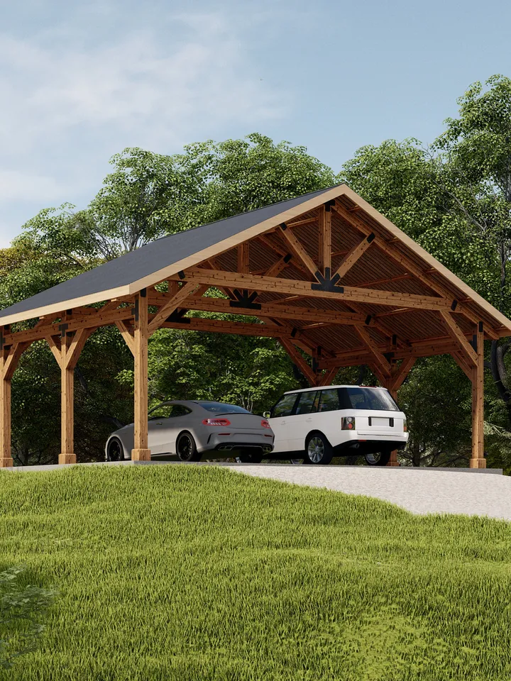 30'x20' Traditional Carport Plan: DIY Pavilion Drawings (PDF)