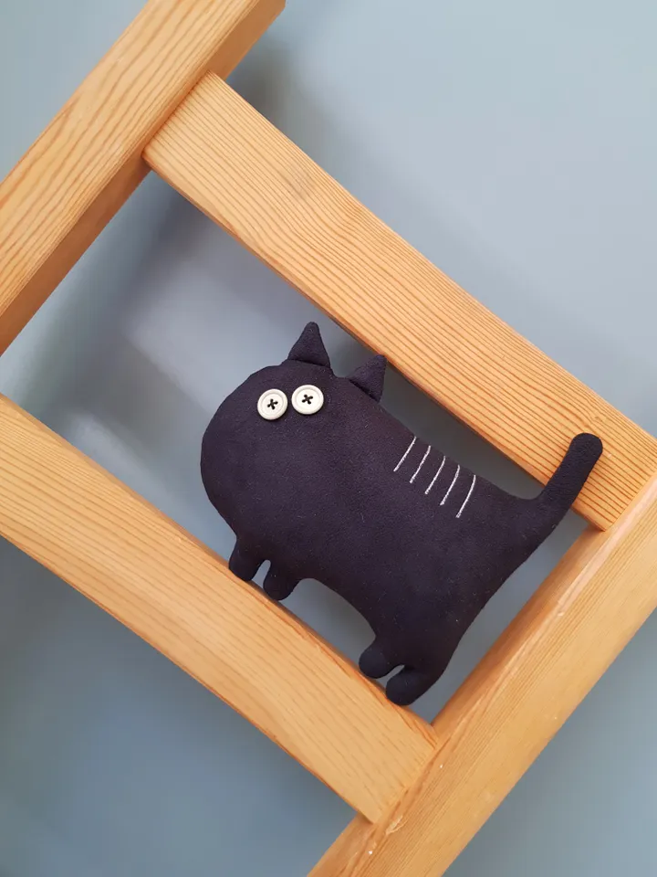 Black cat sewing pattern PDF digital tutorial in English, Halloween doll sewing diy