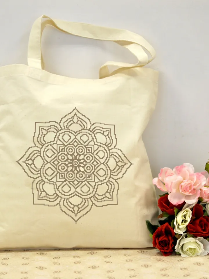 Mandala cross stitch pattern download PDF, Modern mandala ornament cross stitch chart, Monochrome geometric pattern hand embroidery PDF #M42