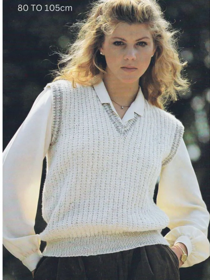 Waistcoat vest knitting pattern classic easy pattern sleeveless sweater top women ladies top pdf instant download