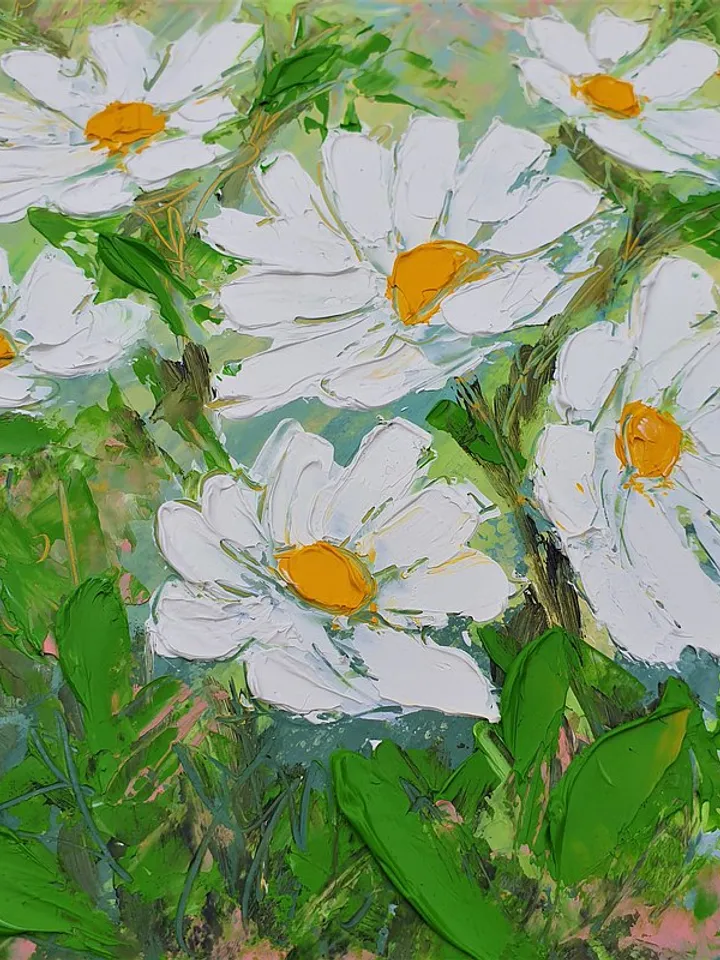 Daisy Painting Floral Original Art Flower Wall Art Small Impasto Oil Painting