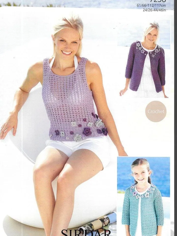 Top crochet, cardigan crochet pattern, women ladies set crochet pdf