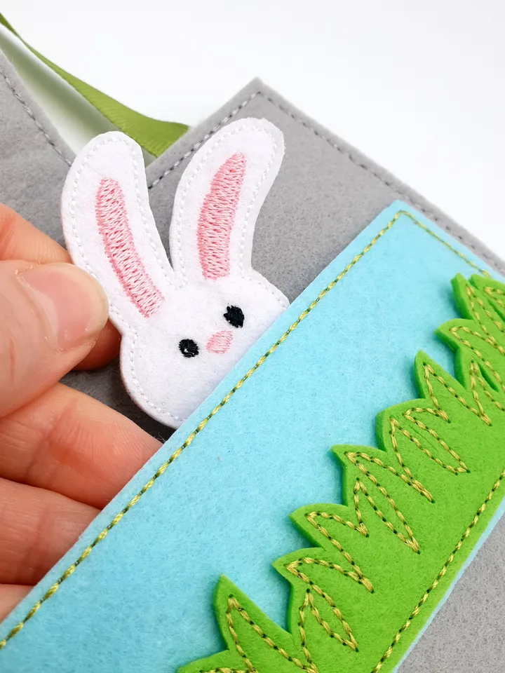ITH Organizer Handbag for Finger Puppets Embroidery Design, Felt Puppet Storage Case Pattern, Toy Carrier File 5x7 Hoop