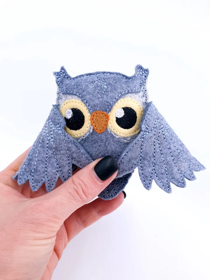 ITH Halloween Owl Stuffed Toy Embroidery Design, Felt Night Bird Plushie Pattern, Spooky Cute 4x4 Hoop File