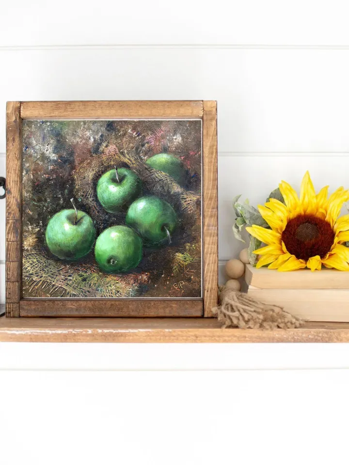 Apples Oil Painting Original Fruits Oil Painting Still life