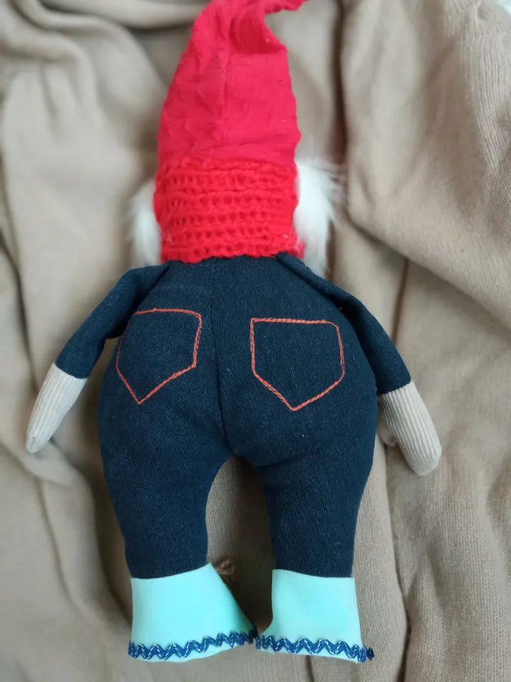 Cool denim gnome for interior decoration Handmade Christmas gnome Xmas gifts. Holidays gifts