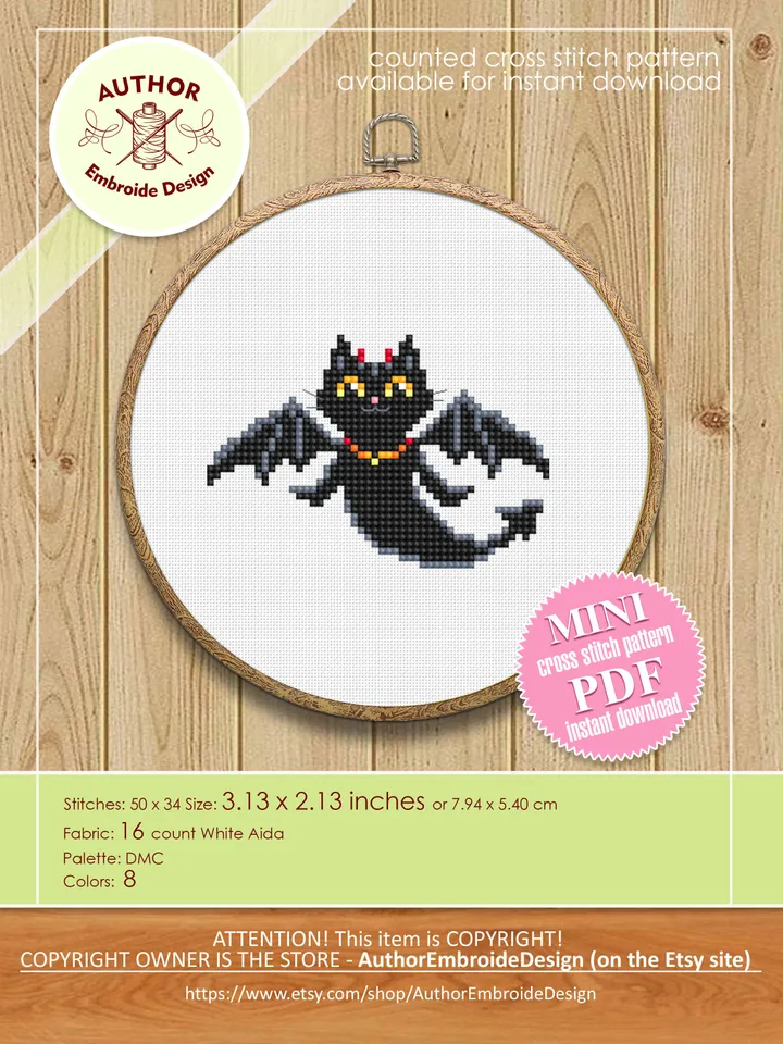 Set Halloween cats cross stitch pattern PDF download Cute black cat embroidery PDF, Funny home cat decor, Ghost cat cross stitch chart #H65