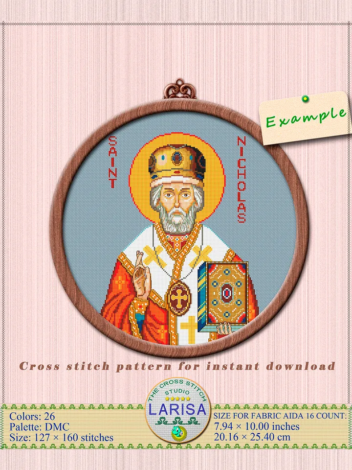 Saint Nicholas Icon Cross Stitch Pattern | Christian Icon