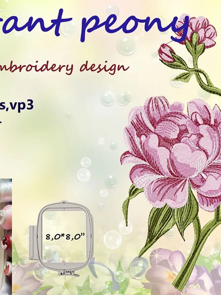 Fragrant Peony  Embroidery Design DIGITAL EMBROIDERY