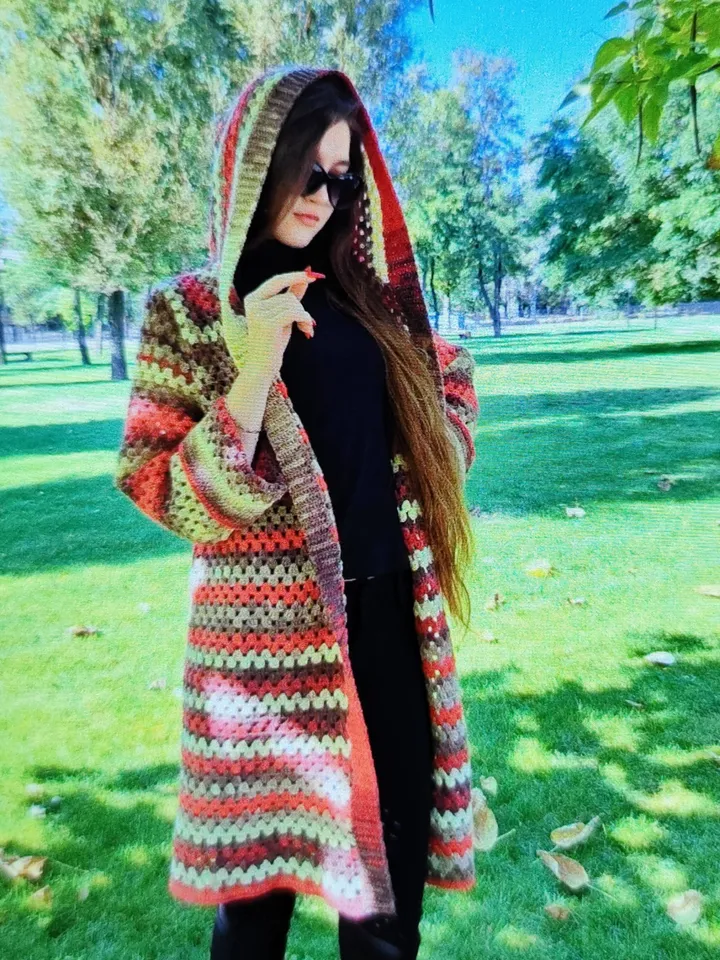 Cardigan crochet pattern, granny stitch cardigan, women cardigan, easy cardigan crochet, hood cardigan, long short cardigan