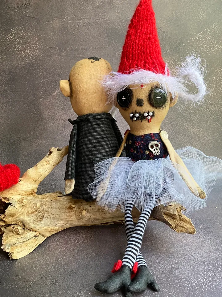Goth christmas . Shelf sitting christmas elf . Halloween . Rag doll . Creepy  dolls . Handmade doll .Gothmas  .