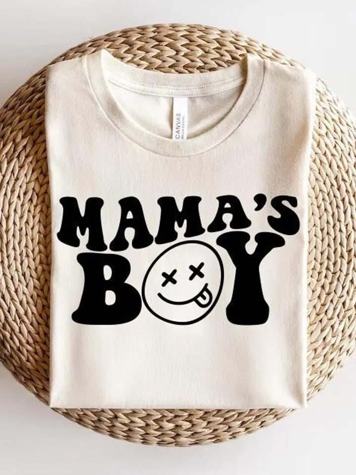 Mama's Boy SVG PNG, Kids Svg, Retro, Boys Shirt Svg, Funny Kids Quote, Wavy Letters, Kids Png File for Sublimation, Svg file for Cricut