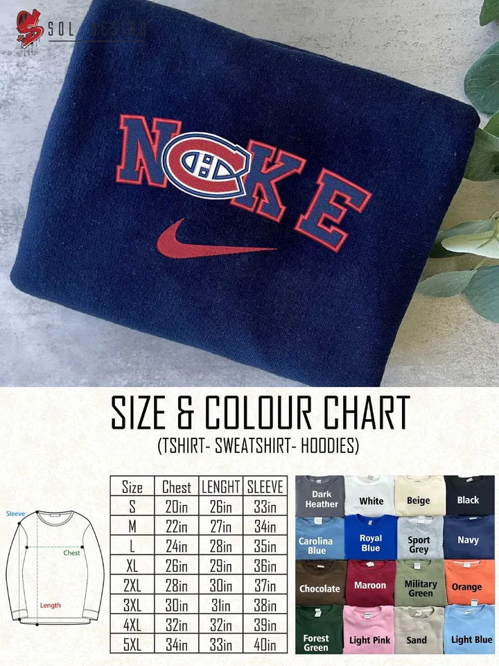 Montreal Canadiens Embroidered Sweatshirt, NHL Canadiens Embroidered T Shirt, NHL Embroidered Sweater, NHL Montreal Canadiens Shirt, Hockey Embroidered Hoodie