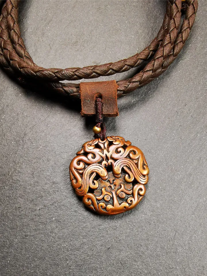 Gandhanra Antique Tibetan Amulet,Kirtimukha Pendant, Buddhist Dragon Badge, 60 Years Old