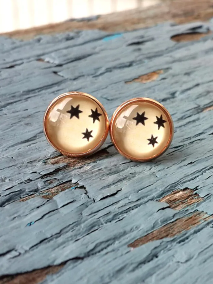 3 stars Harry Potter Earrings, Three stars HP studs recycled