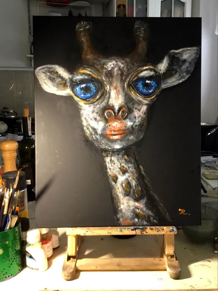 Fantasy giraffe painting,original giraffe painting,acrylic,stretched canvas.