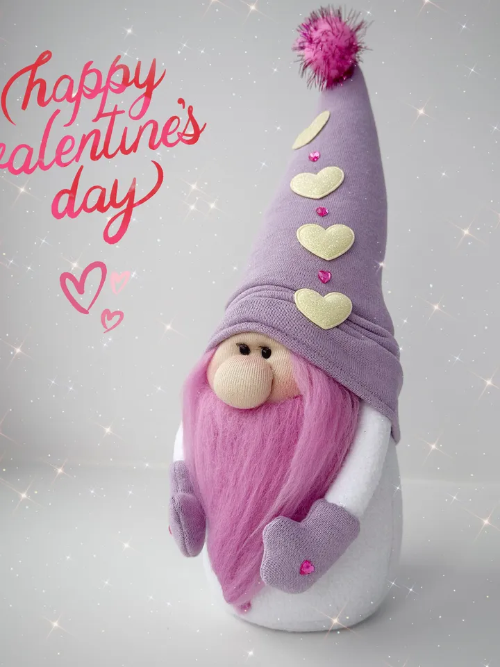 Handmade Valentine gnome. Holiday gnome for loved ones. Valentine gift for her. Anniversary gift. Wedding gift.