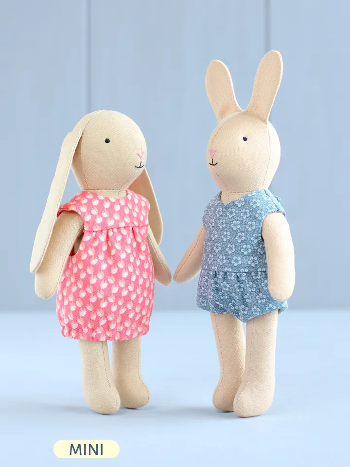 2 PDF Two Mini Bunnies in Dress and Romper Sewing Patterns Bundle