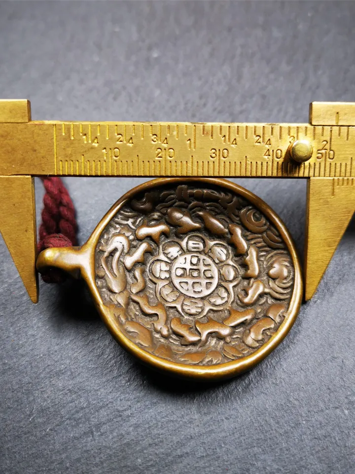 Gandhanra Antique SIPAHO(srid pa ho) Amulet, Tibetan Buddhist Astrology Badge,12 zodiac Melong Mirror, Jiugong Bagua Badge,30 Years Old