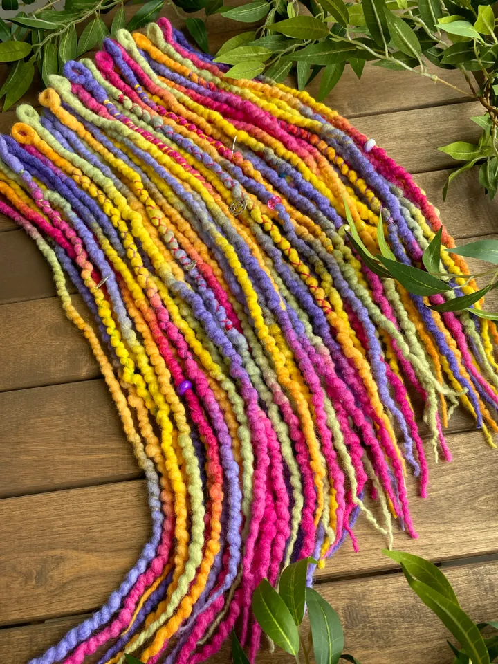 Rainbow Wool Se Dreads Ready to Ship