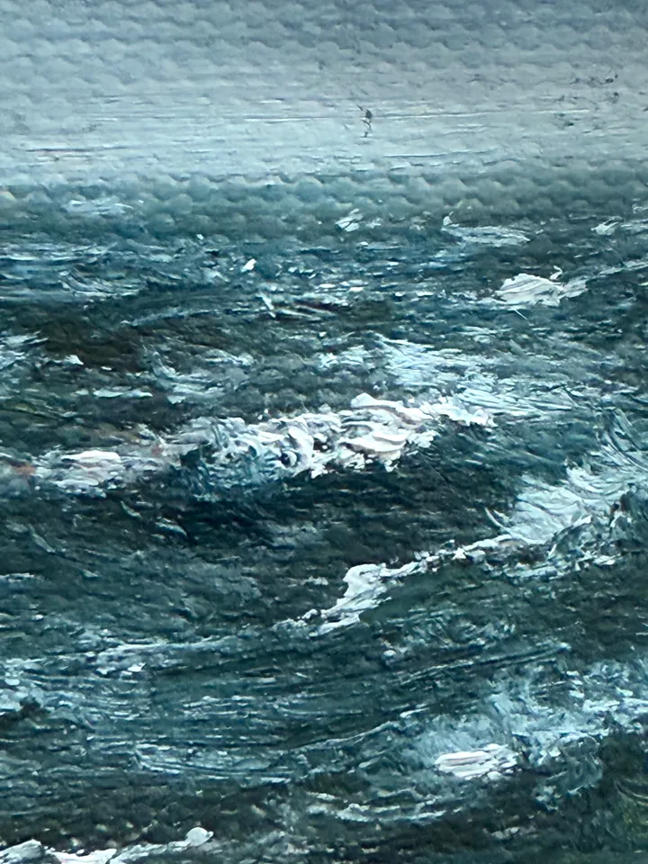 Ocean Landscape Oil Painting Original In Vintage Style Frame Small Framed Oval Painting Art Renaissance Antique Seascape Painting