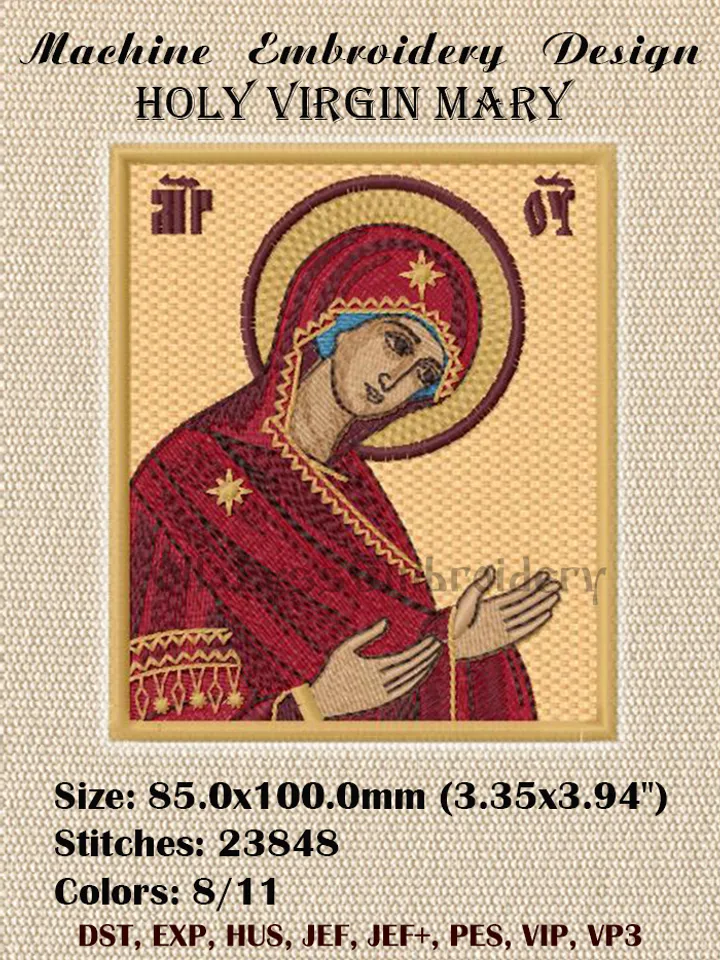 Holy Virgin Mary embroidery design