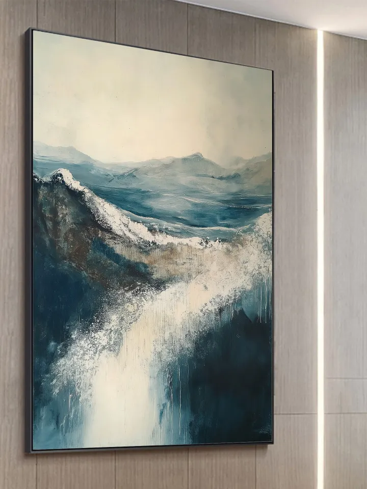 Original Grey Sea Oil Painting On Canvas, Abstract Waves Painting, Large Wall Art, Bedroom Living room Wall Decor, Custom Painting, Home Art