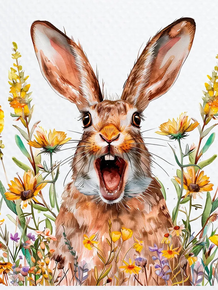 12 Surprised Rabbit PNGs Clipart, Amazed Hare png for sublimation, Printable Watercolor clipart, , Paper Rabbit crafts, junk journals